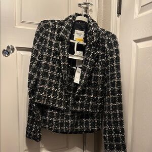 Chic Black and White Tweed Jacket